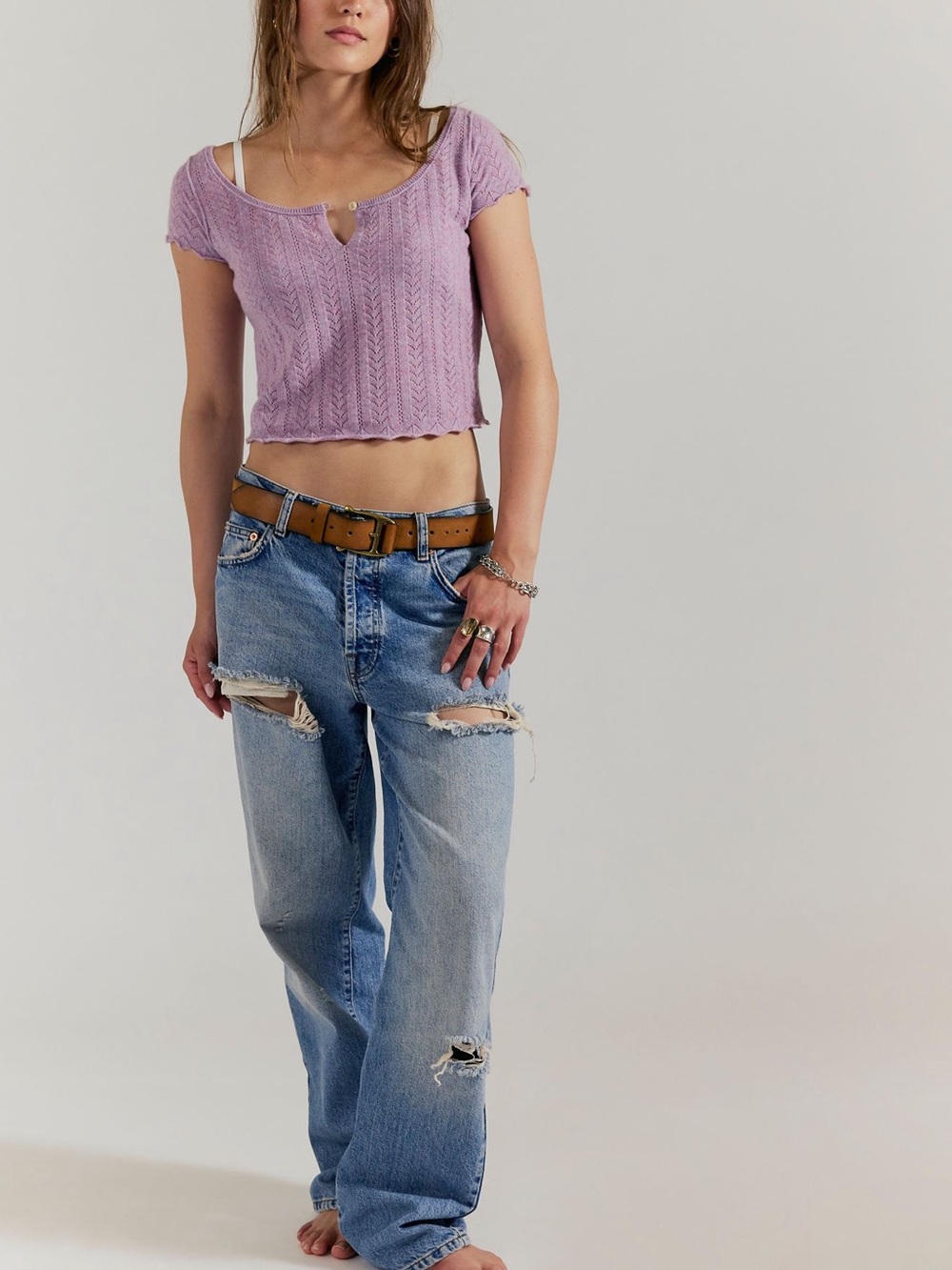 Free People Hera Cashmere Pointelle Sweater